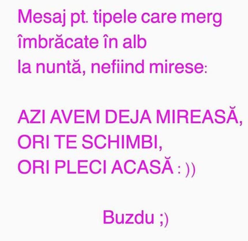 Daniel Buzdugan, mesaj dur pentru femeile care se îmbracă în alb la nunţi. "Pleci acasă"