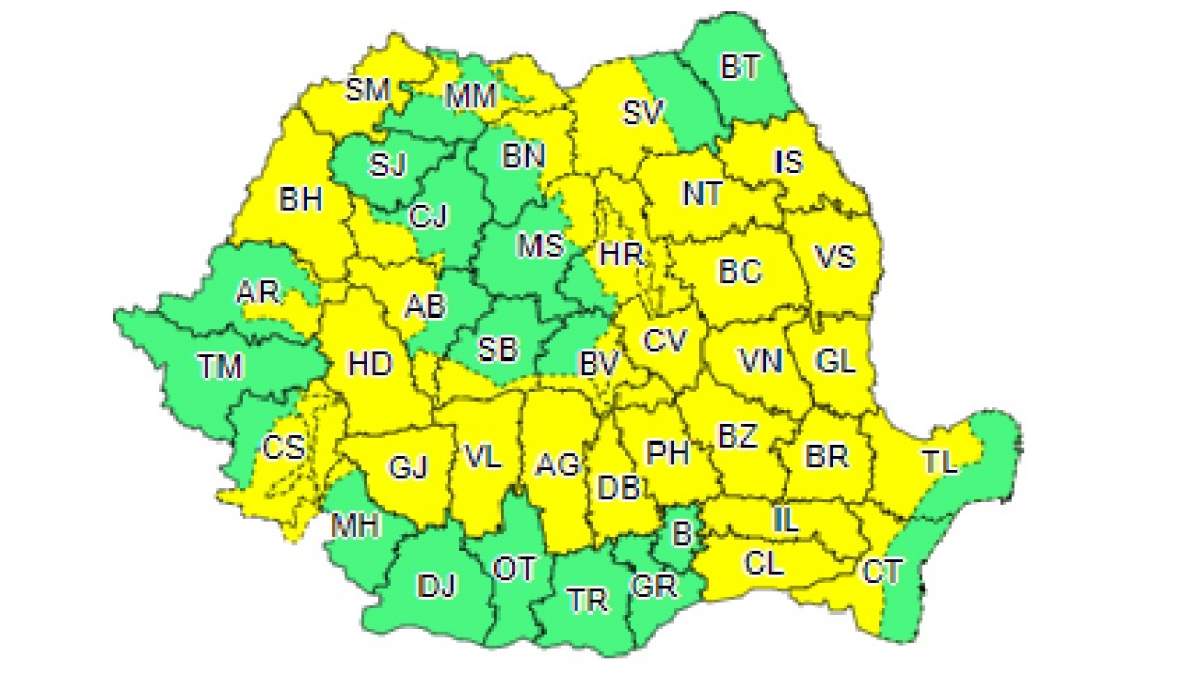 O nouă zi, încă o informare meteo! Cod galben de vreme rea în mai bine de jumătate de ţară