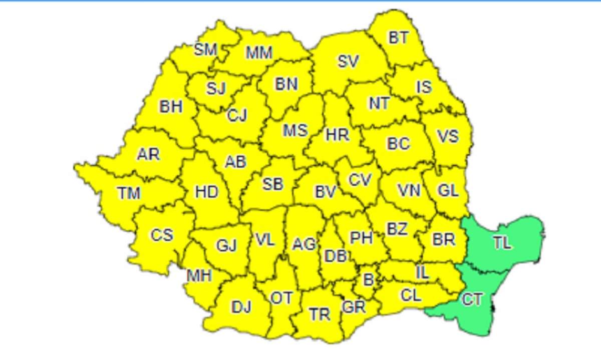 Vremea rea pune stăpânire pe România! Cod galben de ploi, descărcări electrice, vânt şi grindină