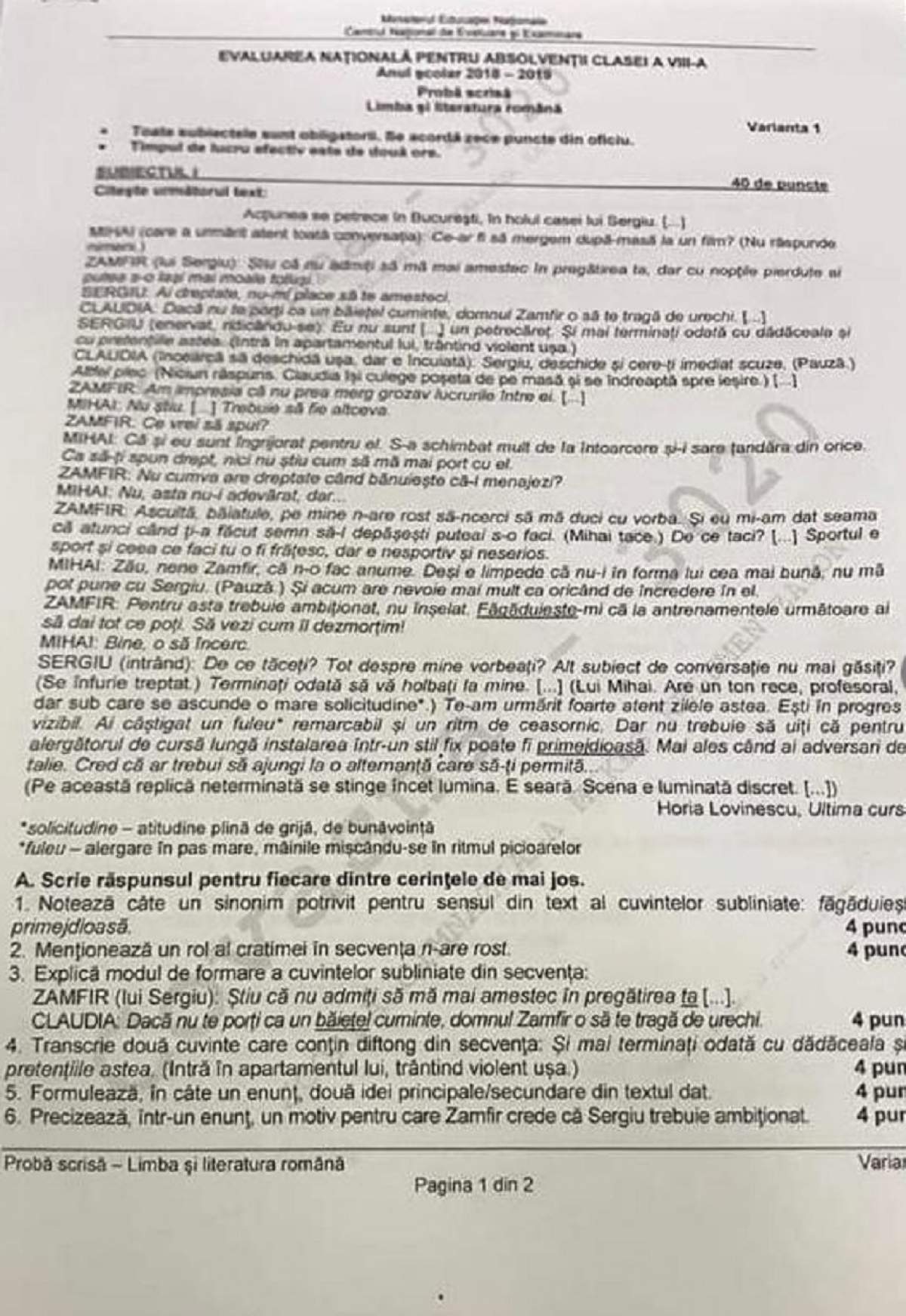 Evaluare Naţională 2019. Ce subiecte au avut de rezolvat elevii de clasa a VIII-a