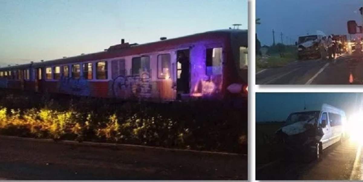 Accident pe calea ferată, în Timiş! Microbuz cu 7 oameni, lovit de tren