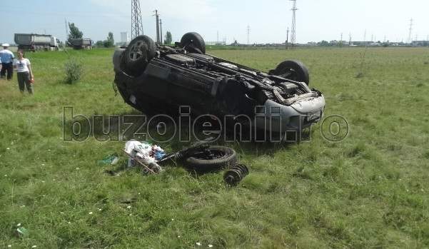 Accident spectaculos, pe centura Buzăului! Un bucureștean s-a răsturnat cu mașina