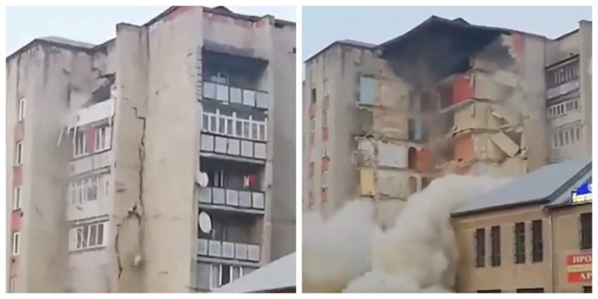 Clipe de groază în Moldova! Un bloc de nouă etaje s-a prăbuşit sub privirile locatarilor. VIDEO