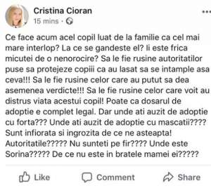 Cristina Cioran, revoltată după ce fetița din Baia de Aramă a fost luată cu forța de mascați. ''Să le fie rușine''