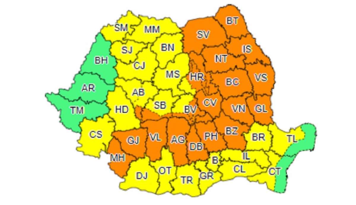 Noi avertizări de vreme rea! Cod galben şi portocaliu, valabil până miercuri şi joi