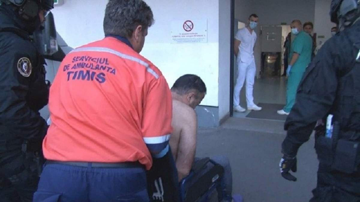 Criminalul poliţistului Cristian Amariei a fost dus la Spitalul Municipal din Timisoara sub escortă. VIDEO