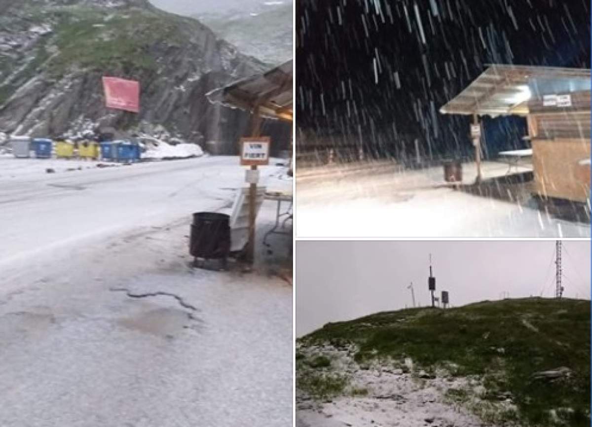 În plină vară, ninge viscolit în România. Stratul de zăpadă are 4 centimetri. FOTO&VIDEO