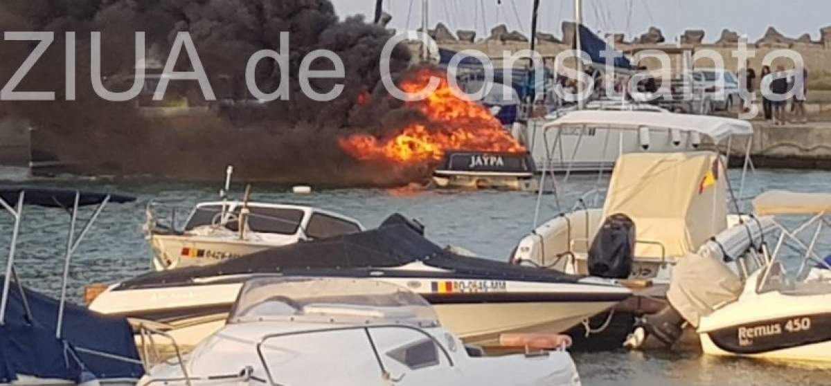 Incendiu grav în Eforie Nord! O ambarcațiune a luat foc în port