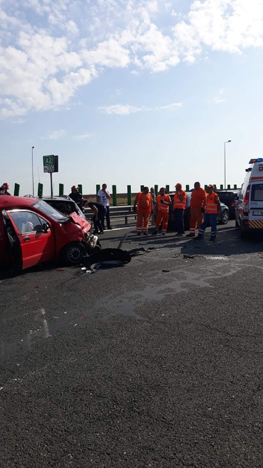 Şase autoturisme implicate într-un carambol, pe Autostrada Soarelui A2! A fost solicitat elicopterul SMURD