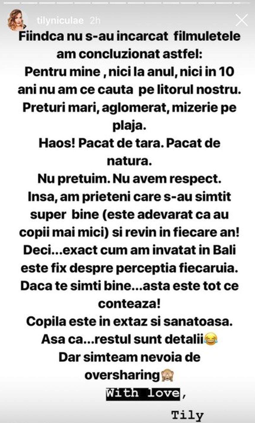 Tily Niculae, dezamăgită de vacanţa de pe litoralul românesc. "Preţuri mari, aglomerat, mizerie pe plajă. Haos"