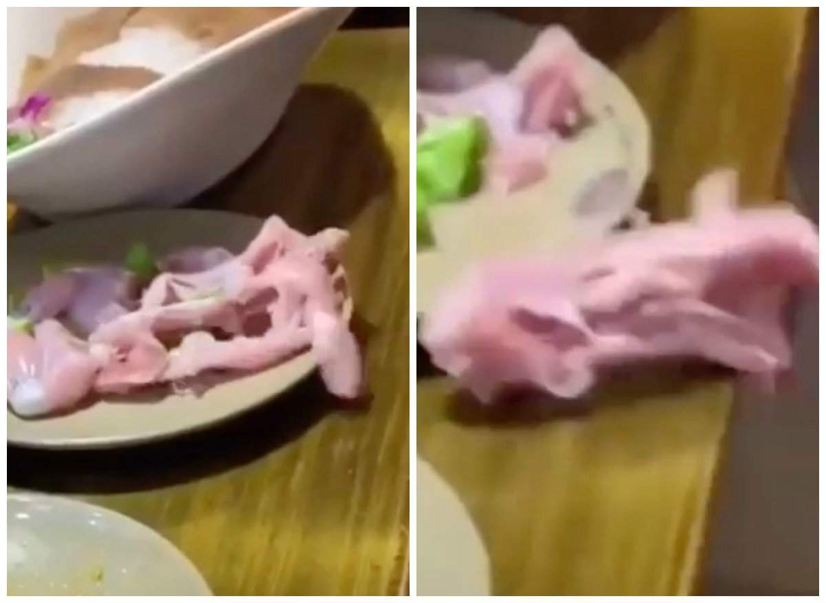 Imaginile care au îngrozit planeta. Bucătarul a început să țipe când a văzut ce face carnea de pui din farfurie. VIDEO