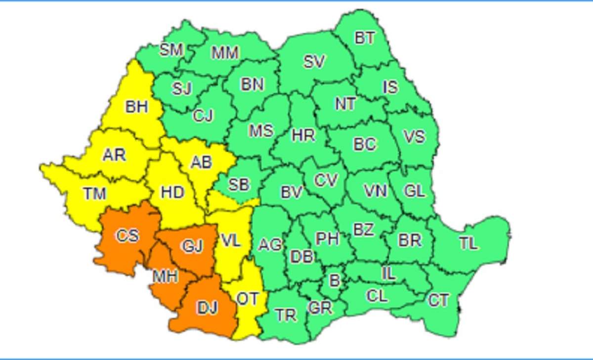 Cod galben şi portocaliu de vreme rea! Final de weekend cu vijelii