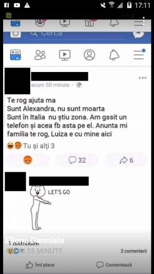 „Sunt Alexandra, nu sunt moartă!” Mesaj cutremurător pe Facebook, apărut după cazul din Caracal