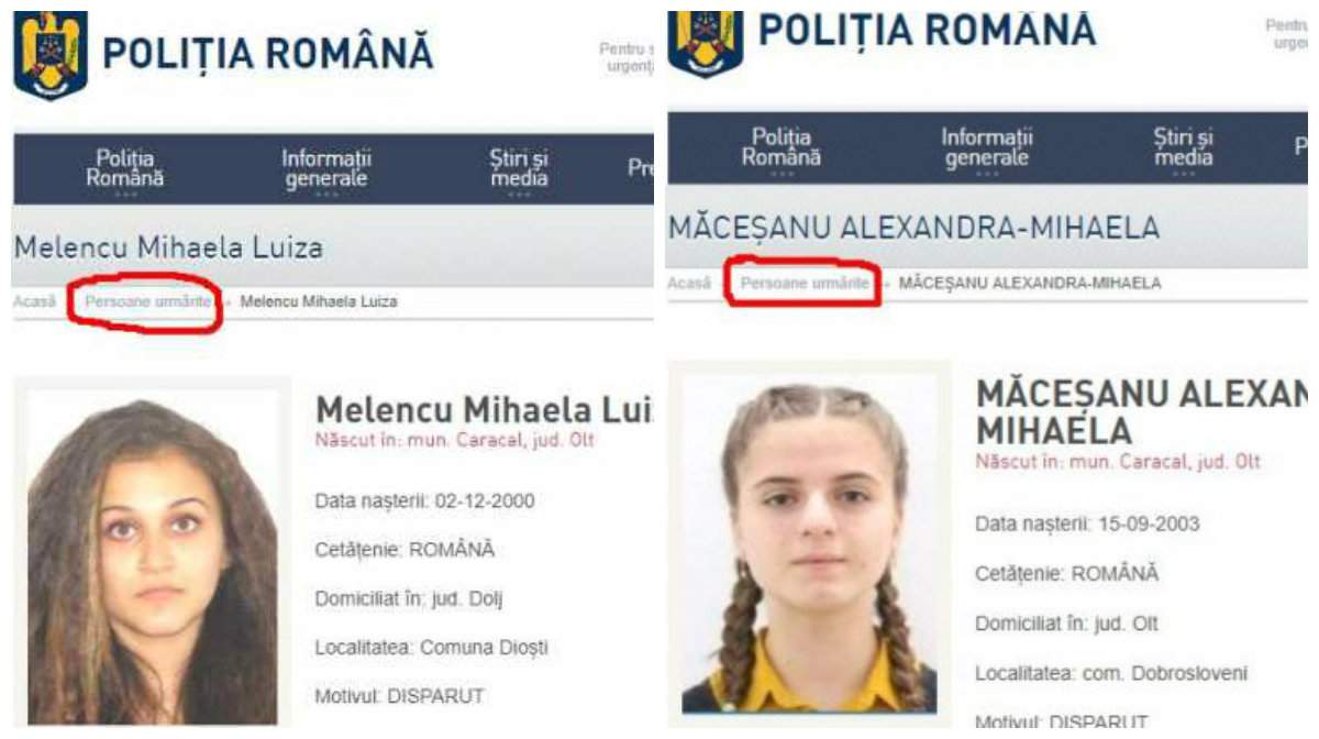 Încurcăturile lovesc din nou! Luiza și Alexandra, alături de infractori periculoși, pe site-ul Poliției Române