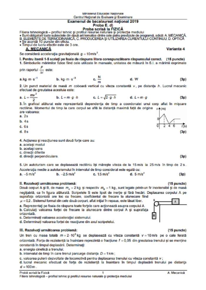Bacalaureat 2019 Ce Subiecte Au Picat La FizicÄƒ Foto Spynews Ro