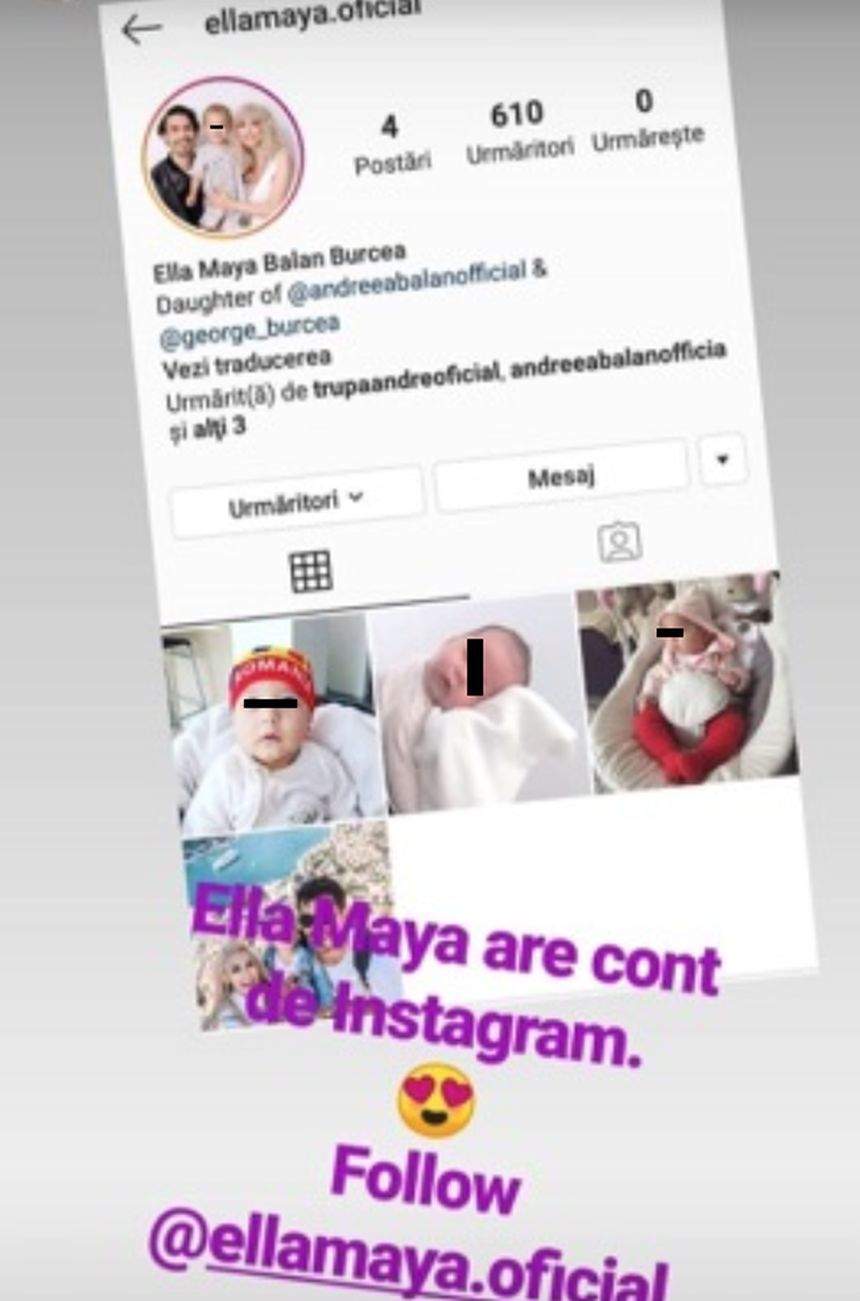 Andreea Bălan i-a făcut cont de Instagram fetiţei sale. Ce i-a rugat artista imediat pe fani