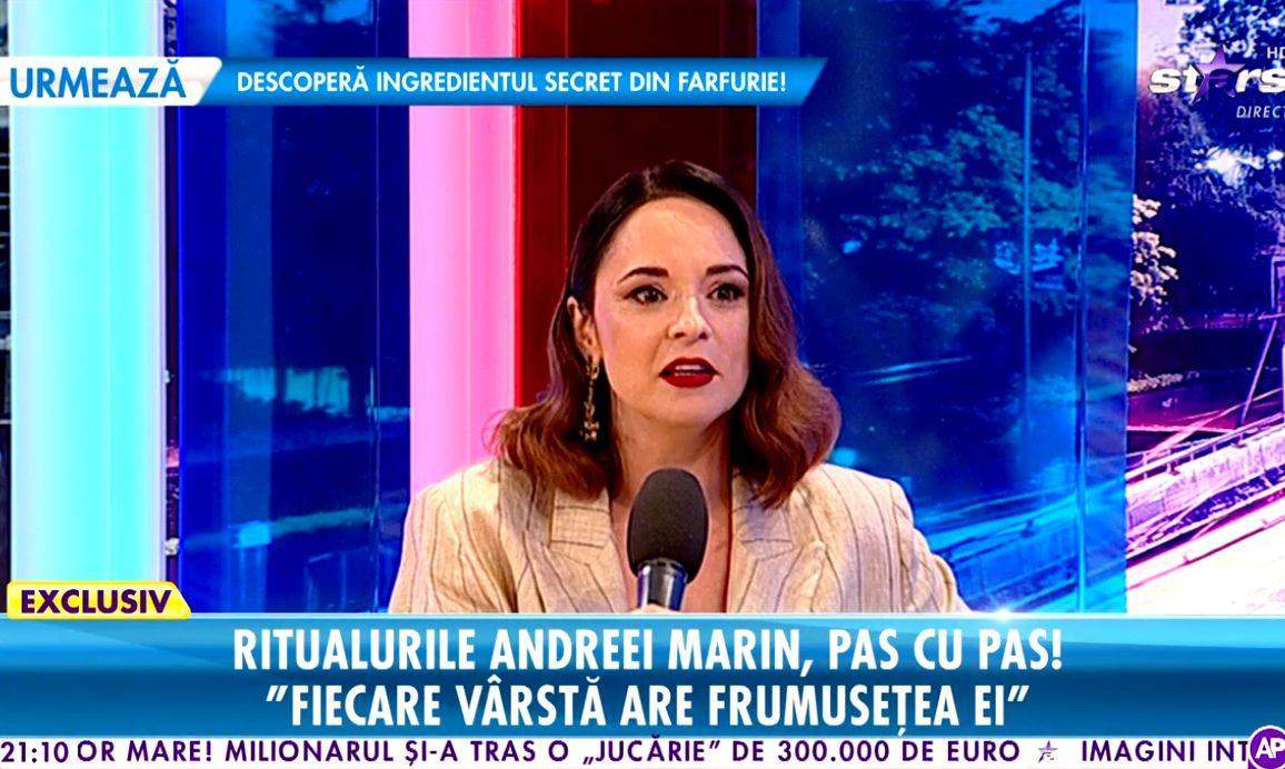 Andreea Marin, despre ritualul său de înfrumuseţare: ''Fiecare om are povestea lui. Îi stă bine în propria ramă''