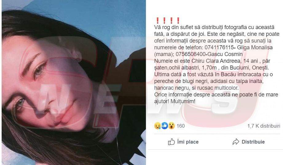 EXCLUSIV / Mărturii şocante în cazul elevei care a dispărut din propria casă! Ipoteză cutremurătoare