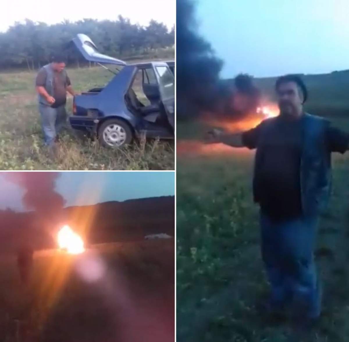 Gest extrem, pe internet! Un cioban din Cluj şi-a incendiat maşina, live, pe Facebook / VIDEO