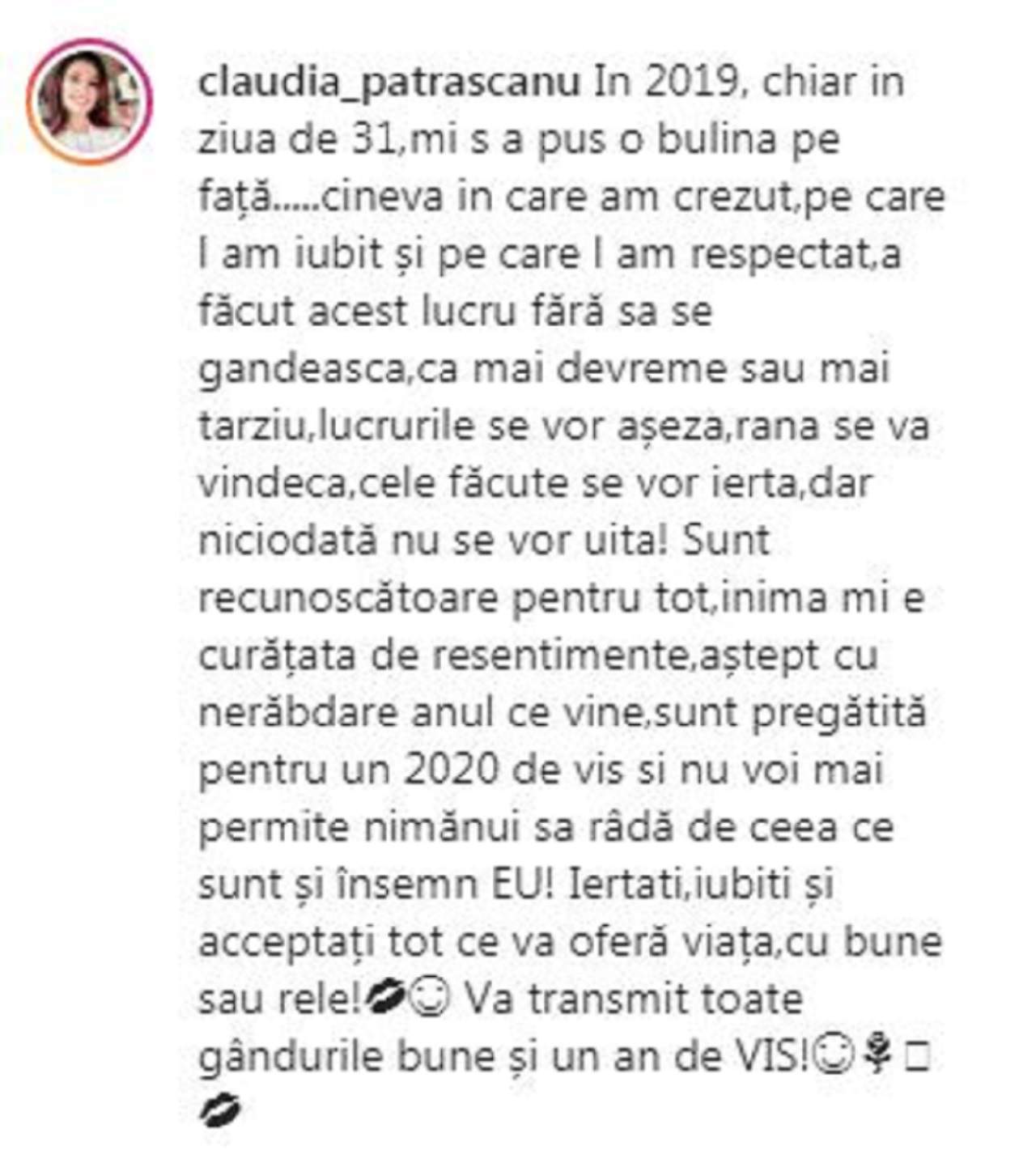 Claudia Pătrășcanu, mesaj dur după separarea de Gabi Bădălău: „Nu voi mai permite nimănui să râdă de ceea ce sunt și însemn eu”