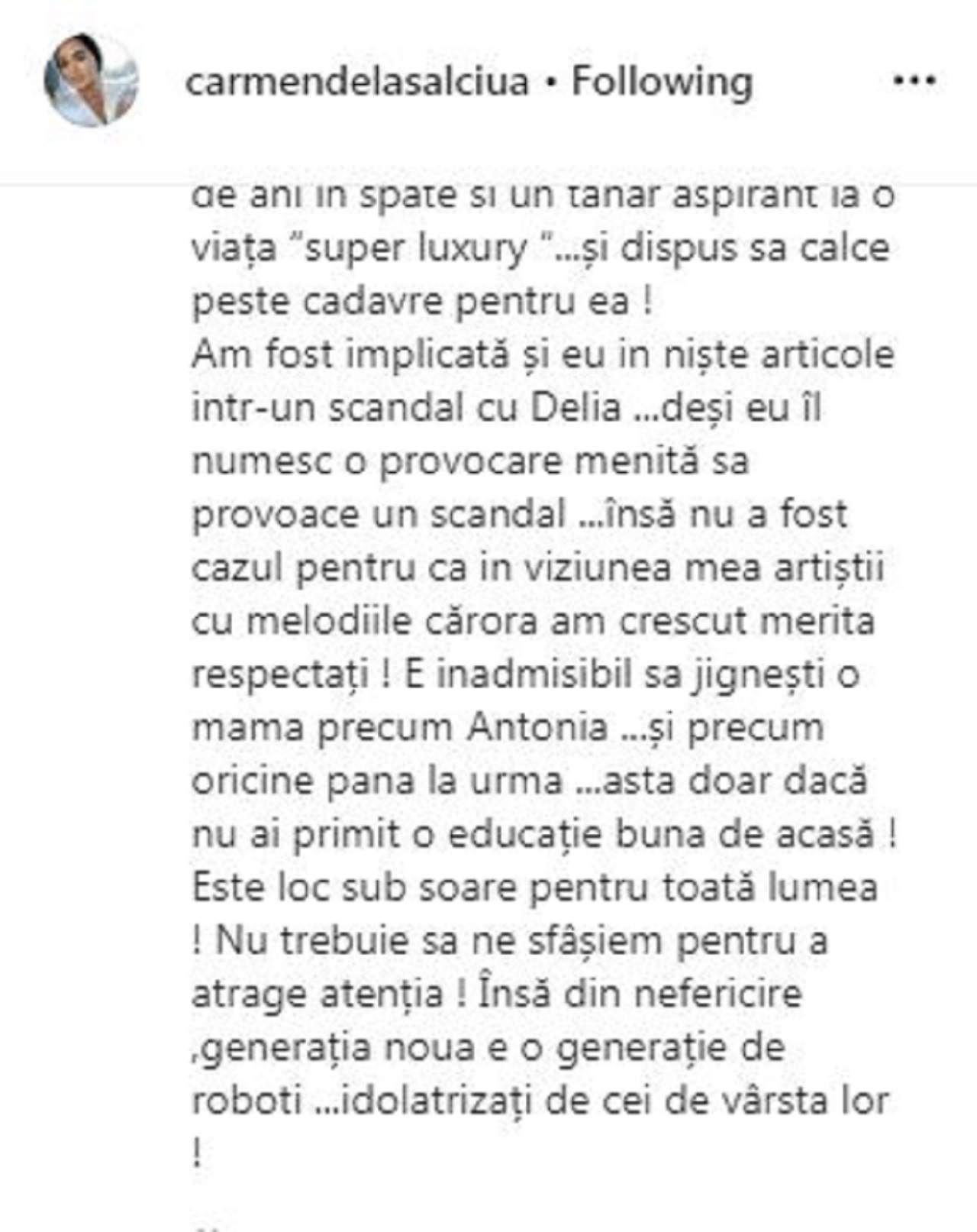 Carmen de la Sălciua îi ia apărarea lui Alex Velea în scandalul dintre el și Abi Talent: „Artiștii cu melodiile cărora am crescut merită respectați”