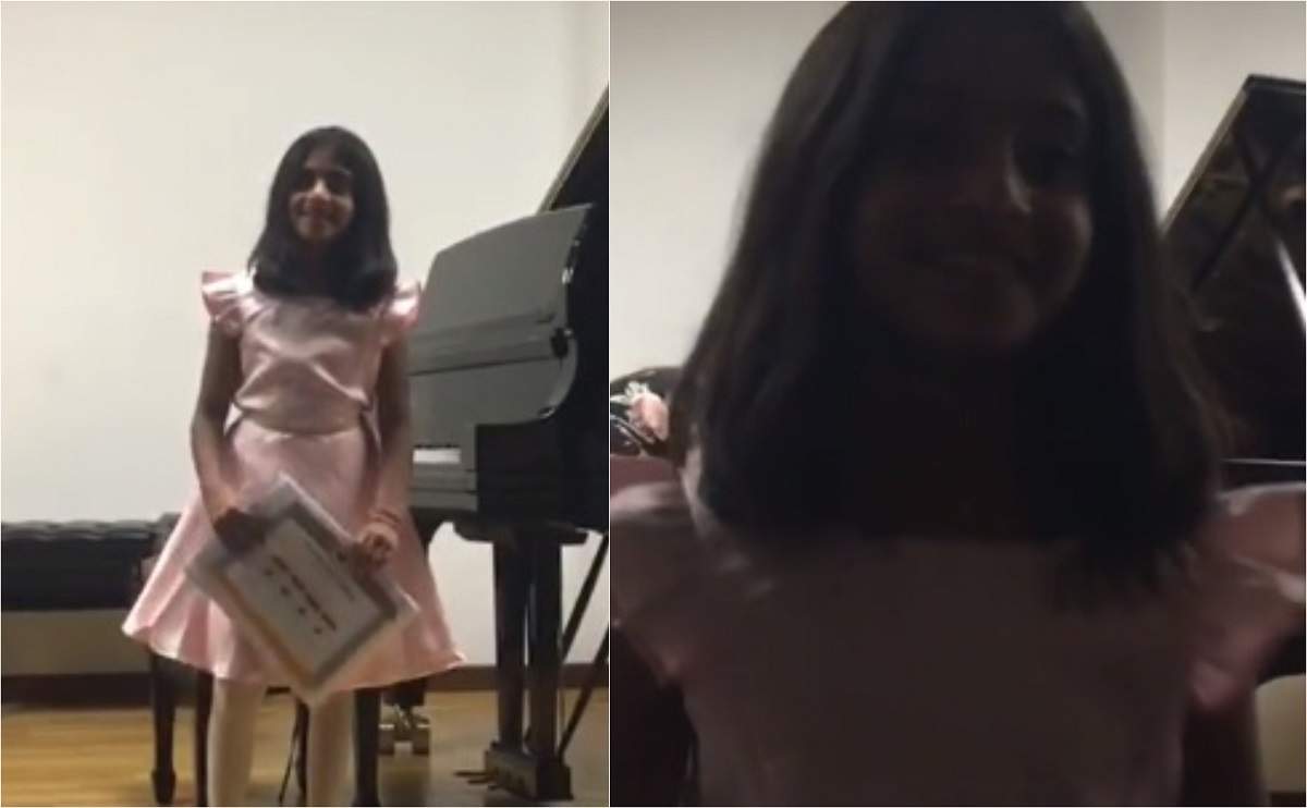 Sorina, fetița din Baia de Aramă adoptată în SUA, a susținut primul mini-recital la New York. Minora e as la pian