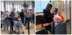 FOTO / De necrezut! Cum au ajuns să se îmbrace oamenii în aeroport, de teama virusului din China