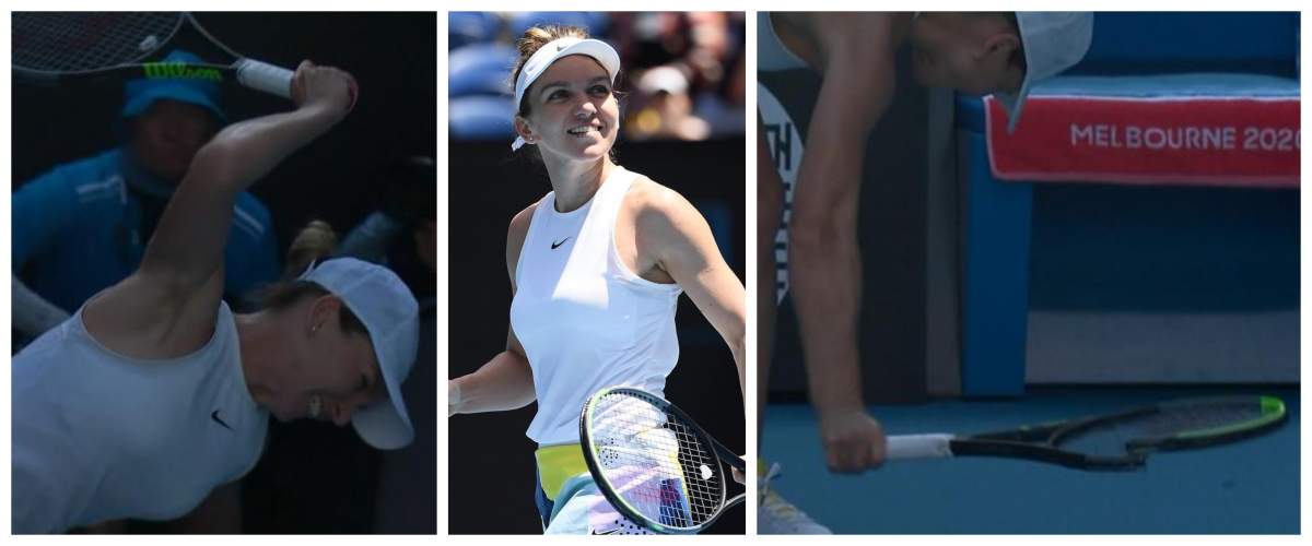 FOTO / Simona Halep a făcut o criză de nervi după ce a fost eliminată de la Australian Open! Tenismena şi-a distrus racheta
