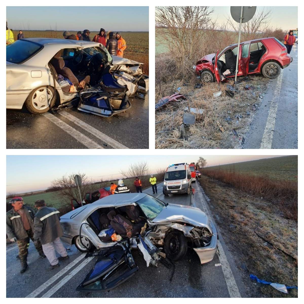 Imagini dramatice de la accidentul din Timiş. Doi soţi au murit şi alte cinci persoane au fost rănite. FOTO & VIDEO