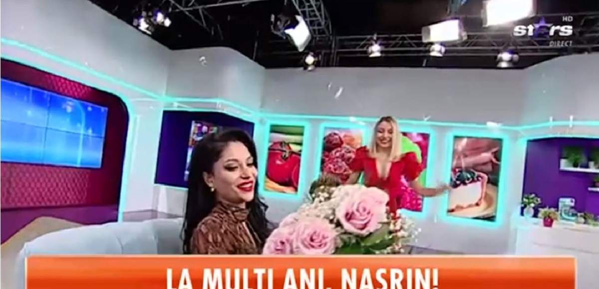 Nasrina a primit un buchet de flori de la colegii de platou