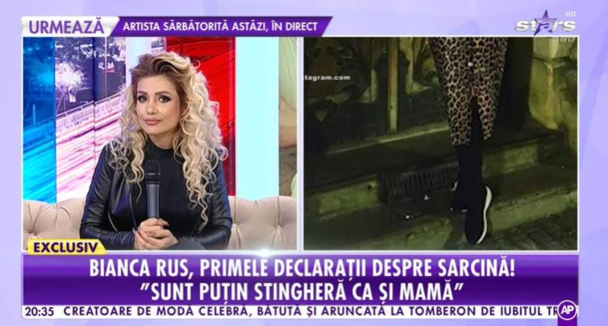 Bianca Rus în platou la ”Showbiz Report”.