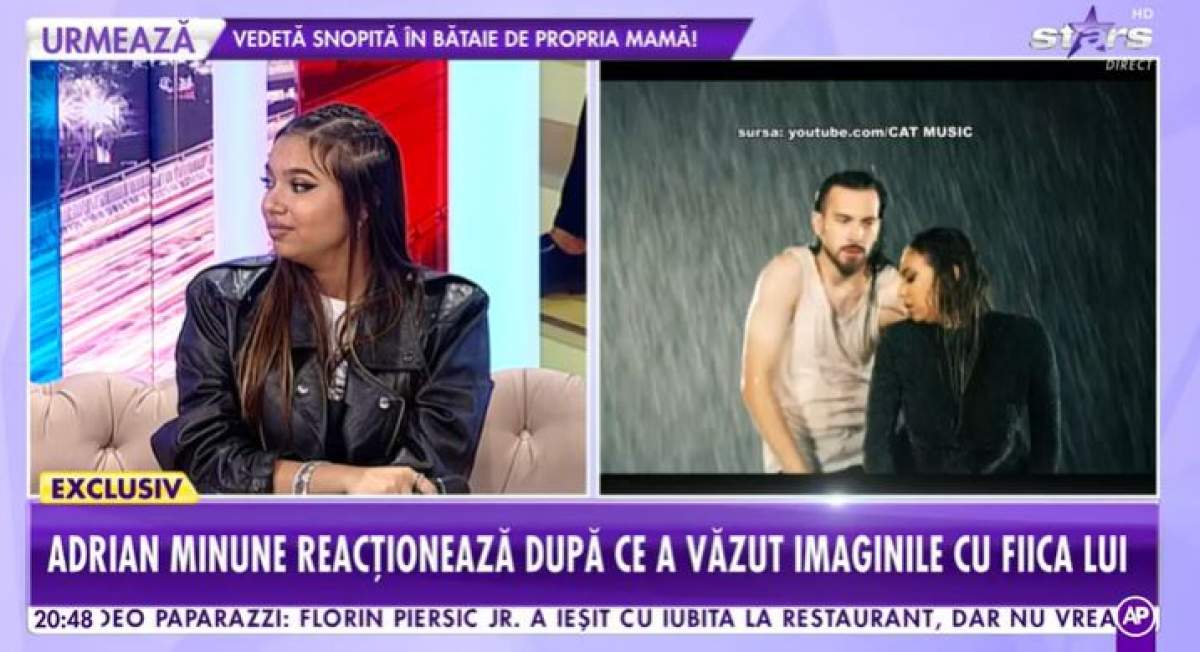 Fiica lui Adrian Minune în platou la ”Showbiz Report”.