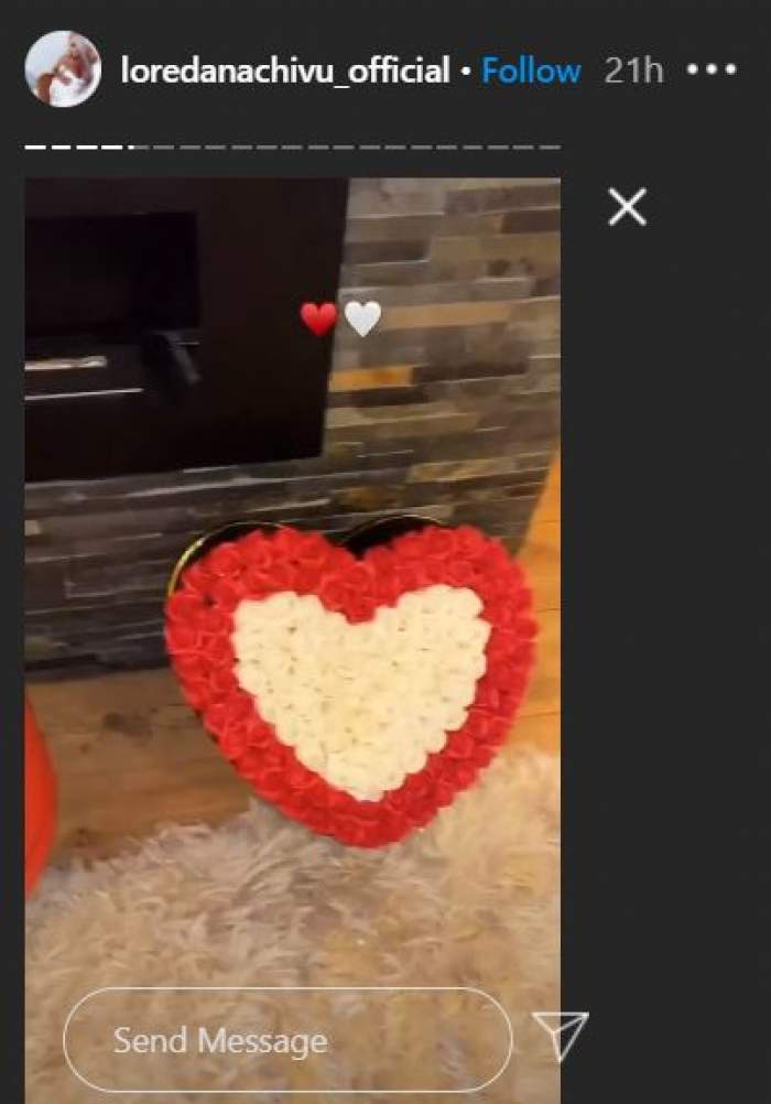 Loredana Chivu a primit un aranjament cu trandafiri in forma de inima