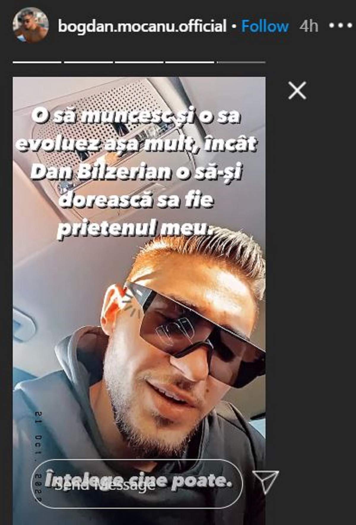 Mesajul transmis de Bogdan Mocanu pe Instagram