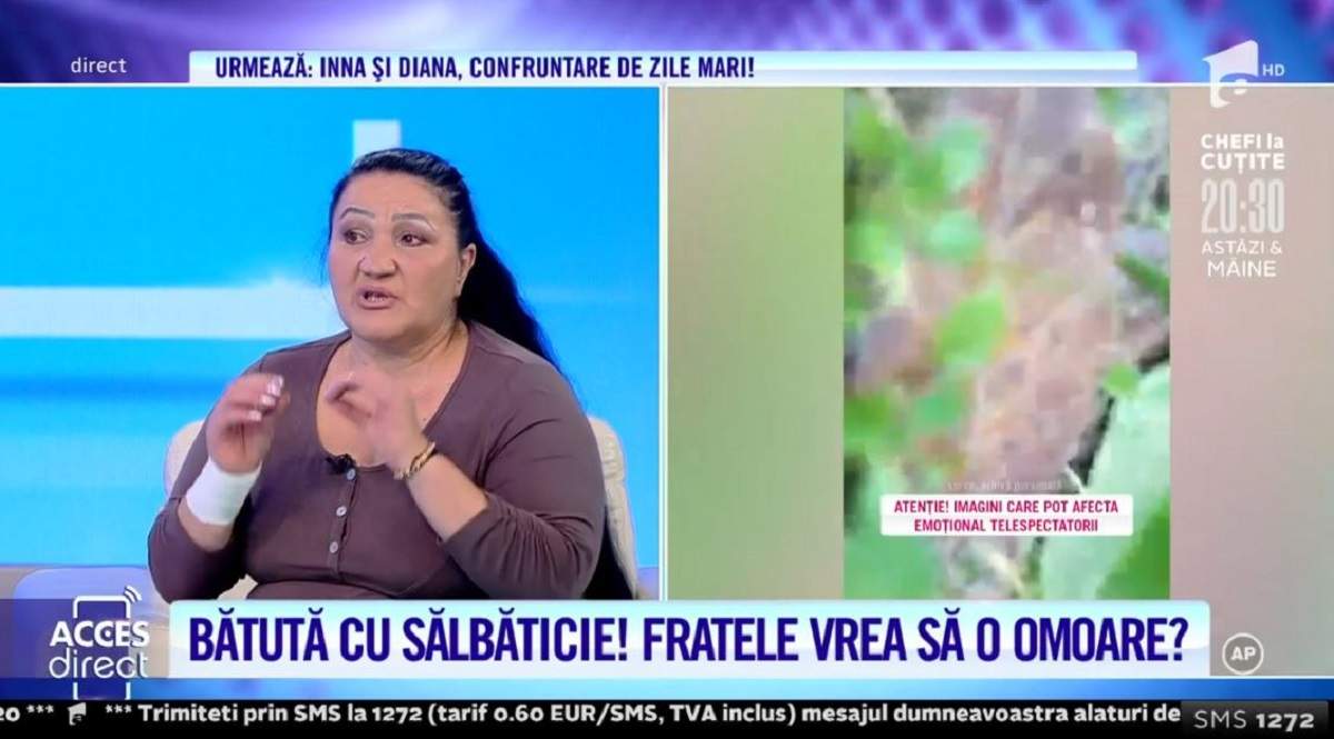 Acces Direct. O femeie din Tulcea spune că a fost bătută crunt de fratele ei: „Mi-a rupt mâna, coastele”. Bărbatul și-ar fi pus mama să cerșească! / VIDEO