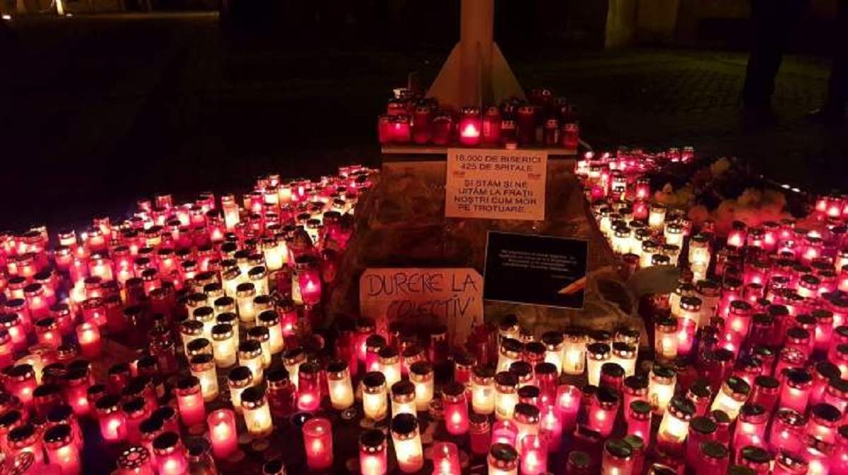 Comemorarea victimelor de la Colectiv si omagiile aduse prin flori, lumânari si mesaje