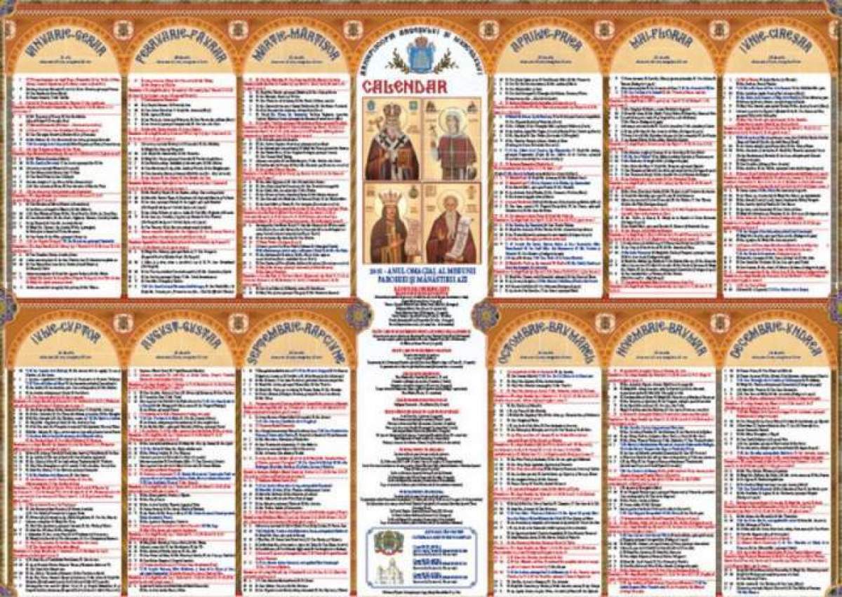 Poză cu calendarul ortodox.