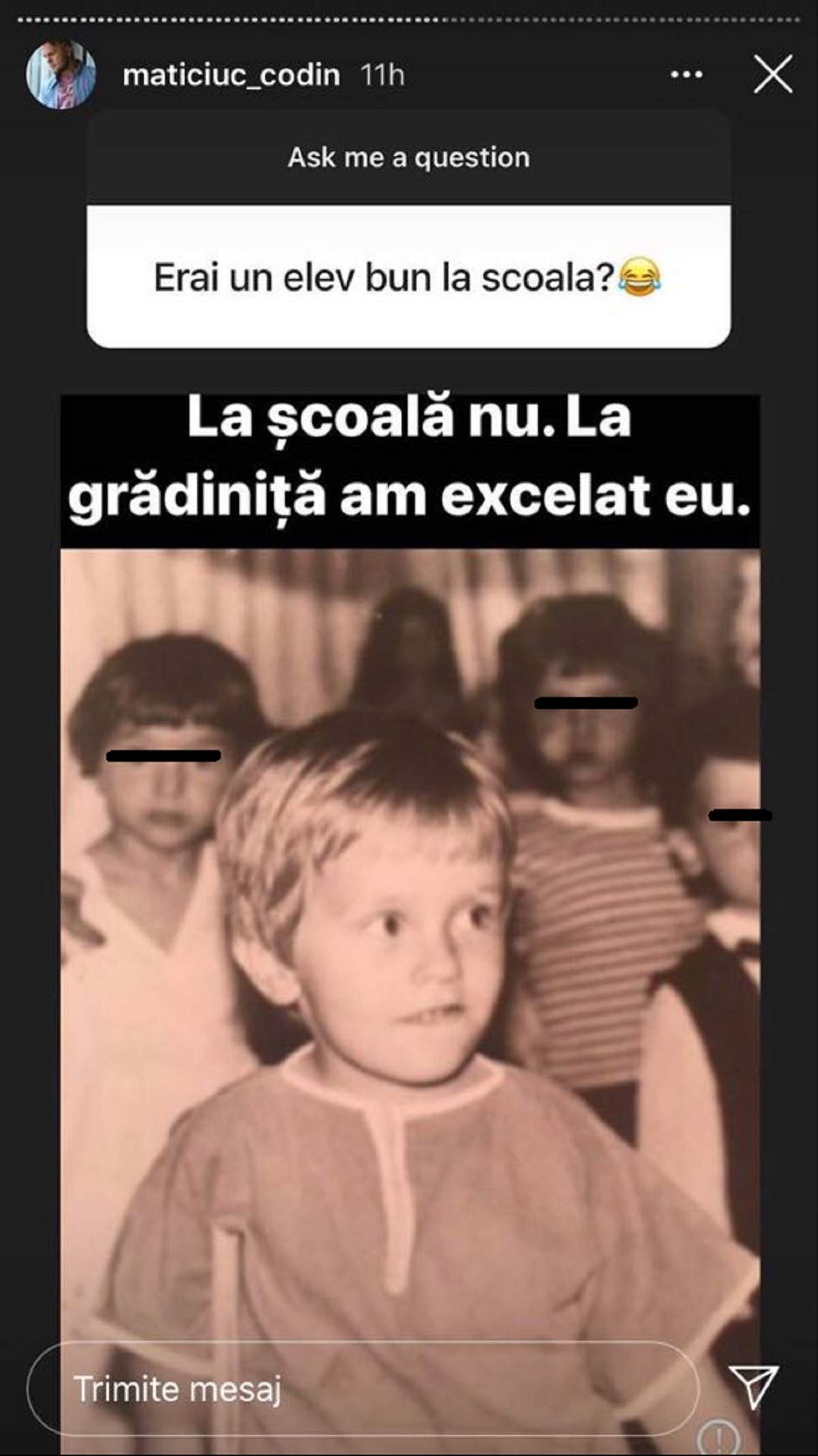 Codin Maticiuc când era la grădiniță. Lângă afacerist sunt mai mulți colegi de-ai lui