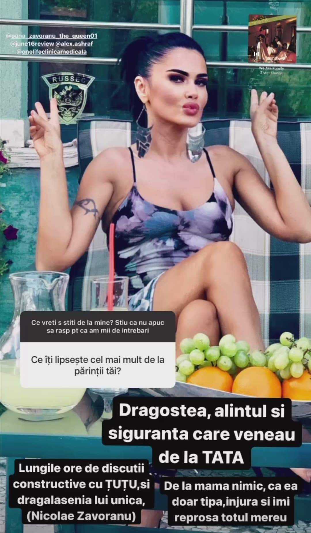 Imagine de pe Instagram cu Oana Zăvoranu și răspunsul ei