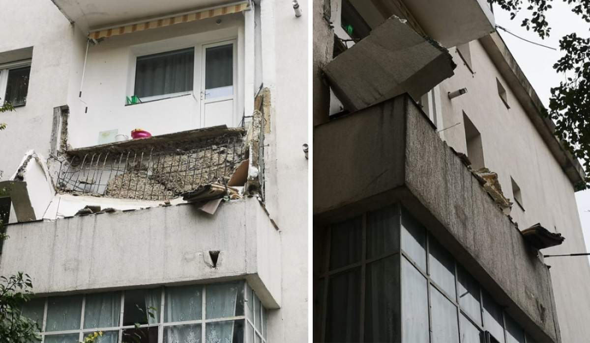 Sperietură de moarte în mijlocul nopții, în Vaslui! Un balcon s-a prăbușit peste cel de la etajul inferior. Care este explicația