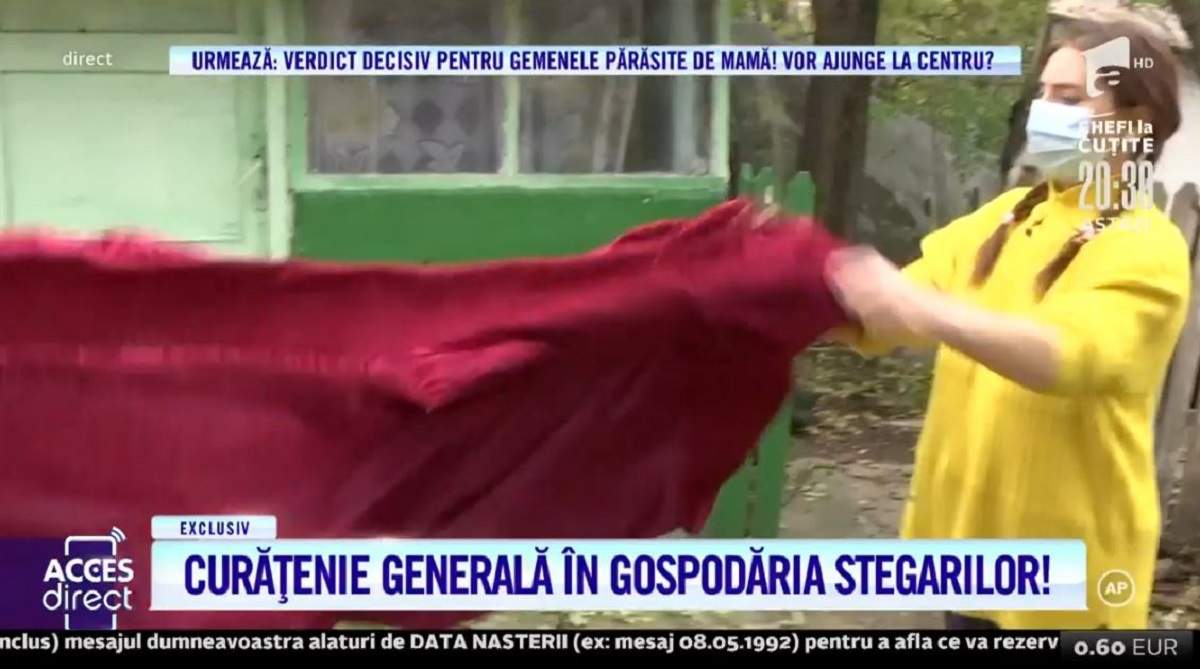 Soții Stegaru au dat startul curățeniei generale! În timp ce Veronica a scuturat de zor așternuturile, ajutată de o vecină, Viorel s-a ținut de șotii! / VIDEO