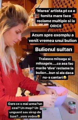 Andreea Bănică, fotografiată în timp ce gătește