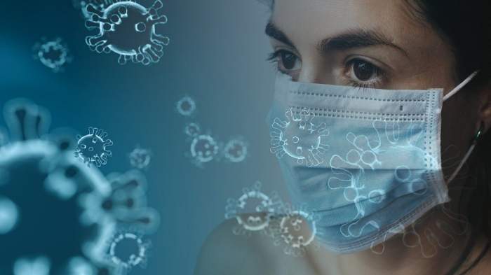 Imagine ilustrativa cu o persoana care poarta masca impotriva coronavirusului