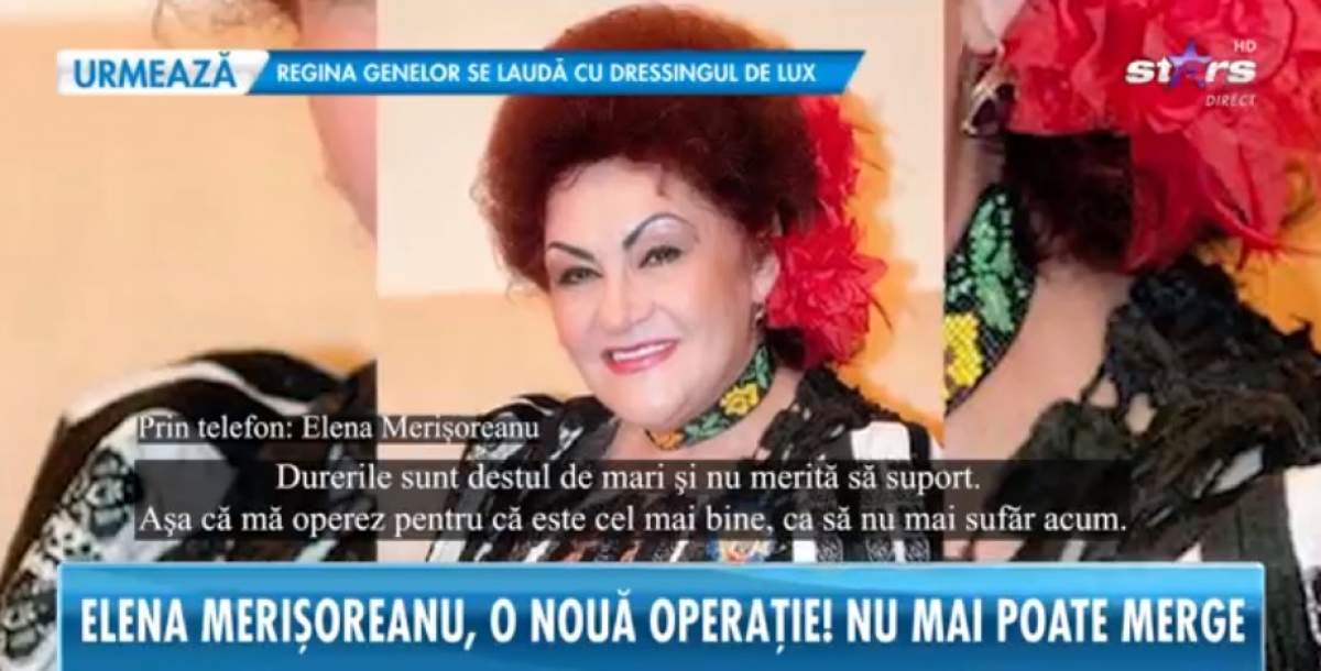 Elena Merișoreanu trebuie să treacă printr-o nouă operație! Cu ce probleme de sănătate se confruntă artista „Durerile sunt destul de mari”