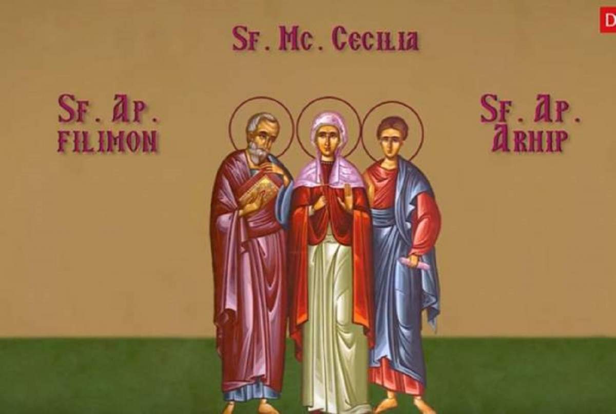 O icoană cu Sfânta Cecilia, Sfântul Filimon și Sfântul Arhip.