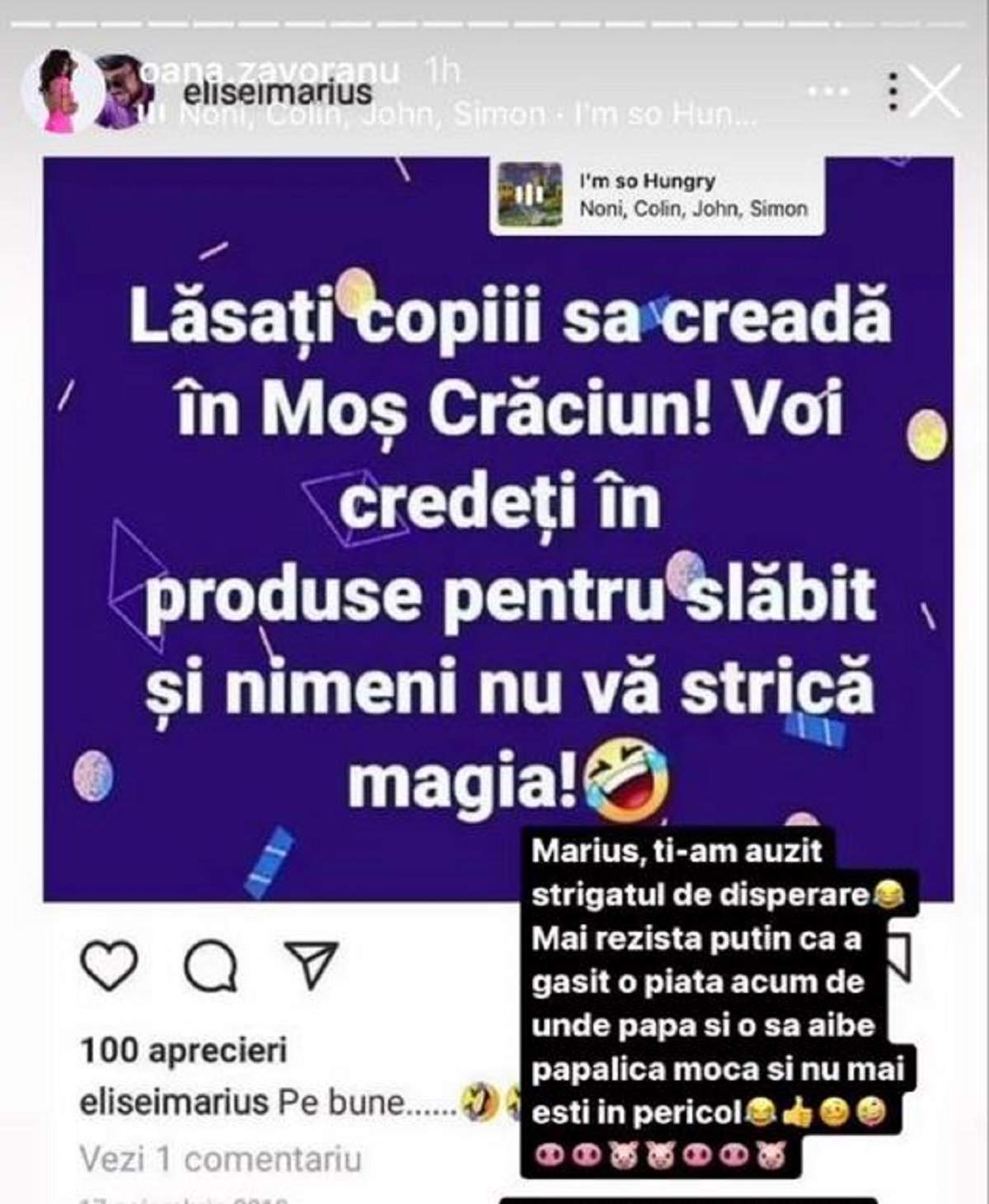 Mesajul Oanei Zăvoranu la adresa lui Marius Elisei