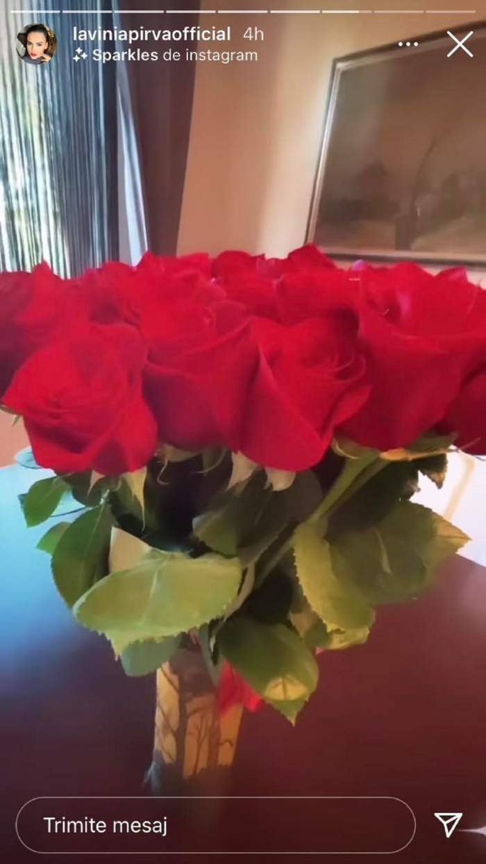 Lavinia Pîrva le-a arătat fanilor că a primit un buchet de trandafiri roșii, de ziua ei.
