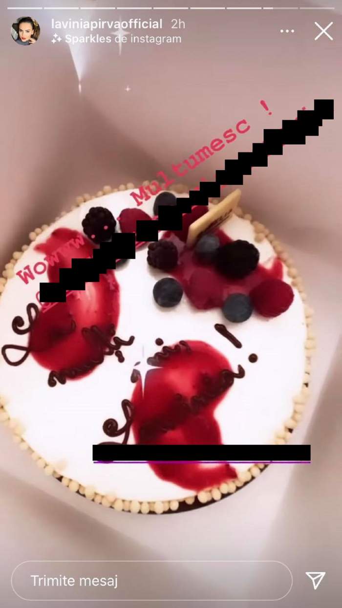 Lavinia Pîrva le-a arătat fanilor de pe Instagram că a primit un tort