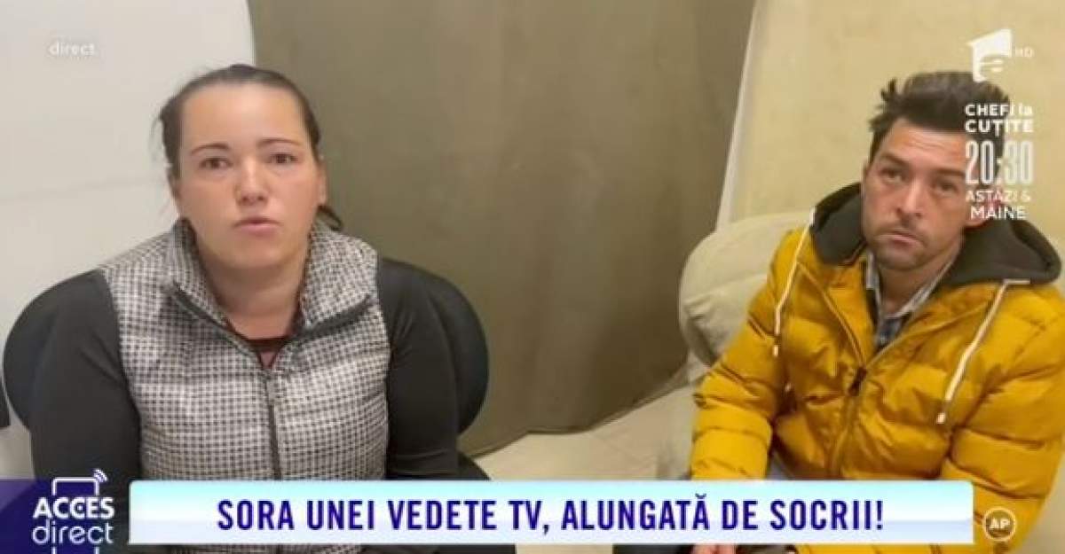 Georgeta și Marius, surprinși în timp ce dau un interviu la „Acces Direct”