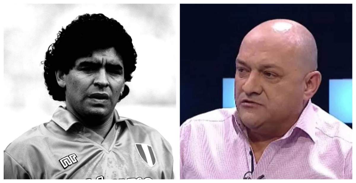 Diego Maradona tânăr și Gabi Balint, într-o emisiune tv
